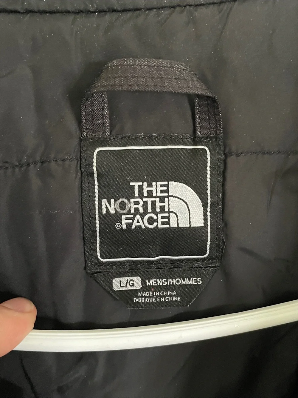 The North Face Black and Grey Pinstripe Insulated Hooded Jacket Men’s Size L